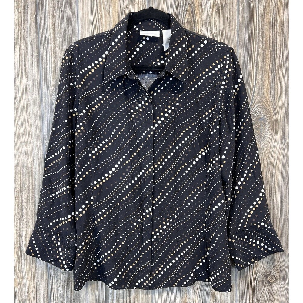 Liz Claiborne 100% Silk Button Up Blouse Women's‎ 12 Capsule Wardrobe Careerwear